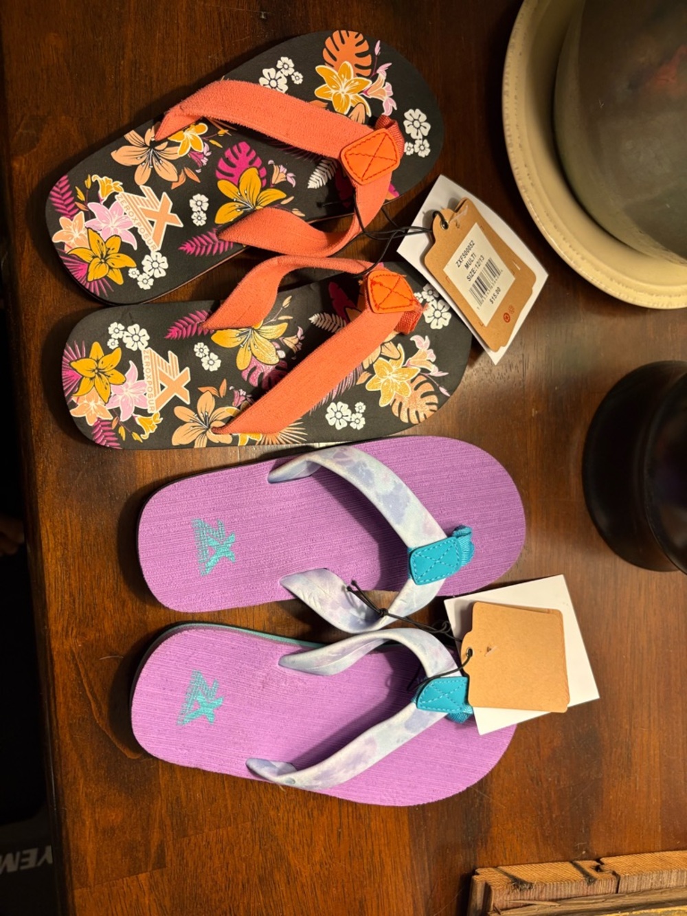 Multi Floral Flip Flops - Size 12/13